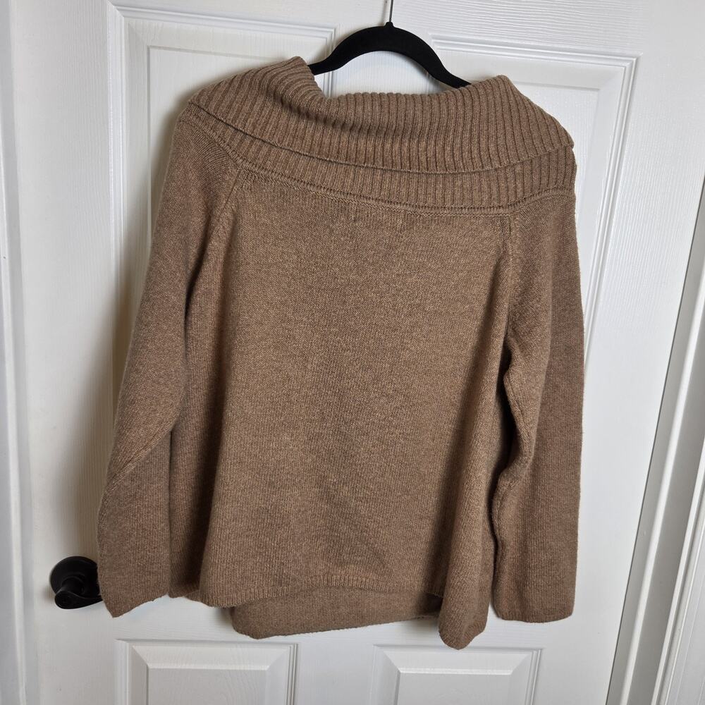 Old Navy Sweater Womans XXL Brown Turtleneck Off Shoulder Boxy Cozy Comfy - Picture 5 of 10